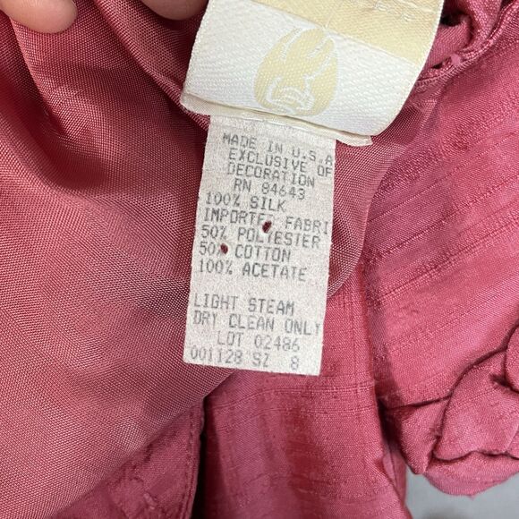 100% Raw Silk Barbie Core‎ VTG Watters & Watters 2-piece 80's pink formal dress - Picture 9 of 14